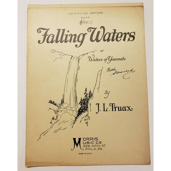 Sheet Music-"Falling Waters"  BY J. L Truax, 1926, Vintage - Picture 1 of 3